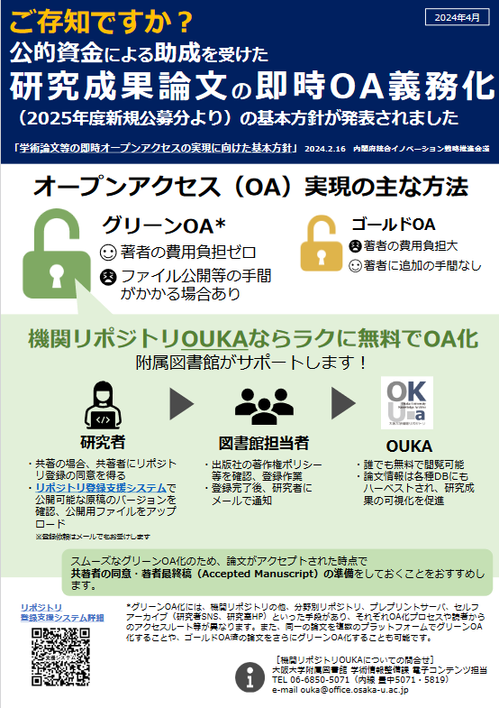 教員向け：大阪大学のオープンアクセス支援案内